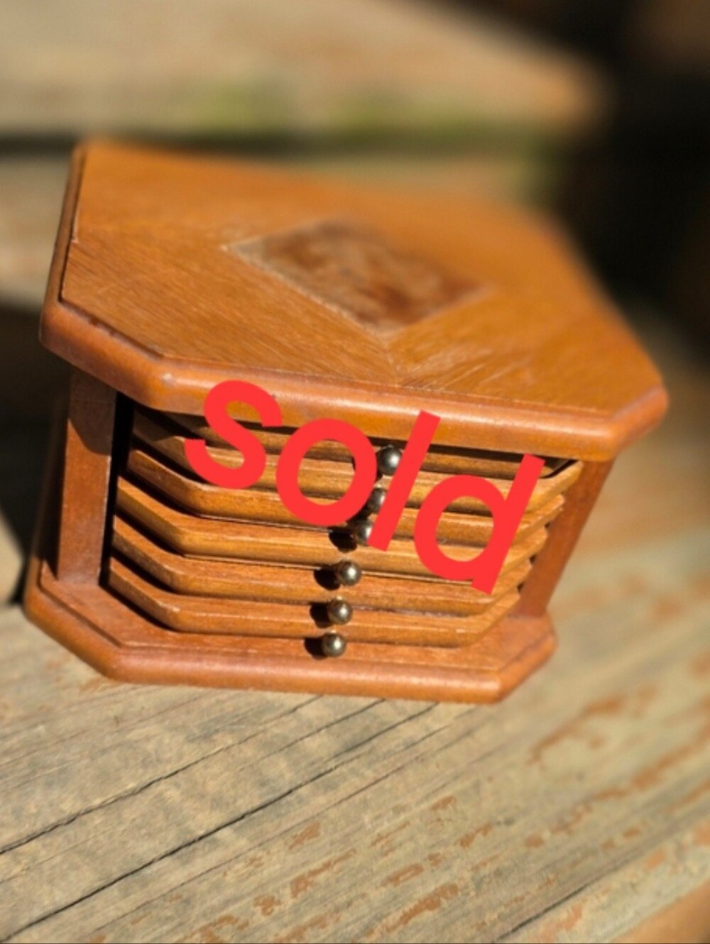 Vintage Coaster Set Honey Brown